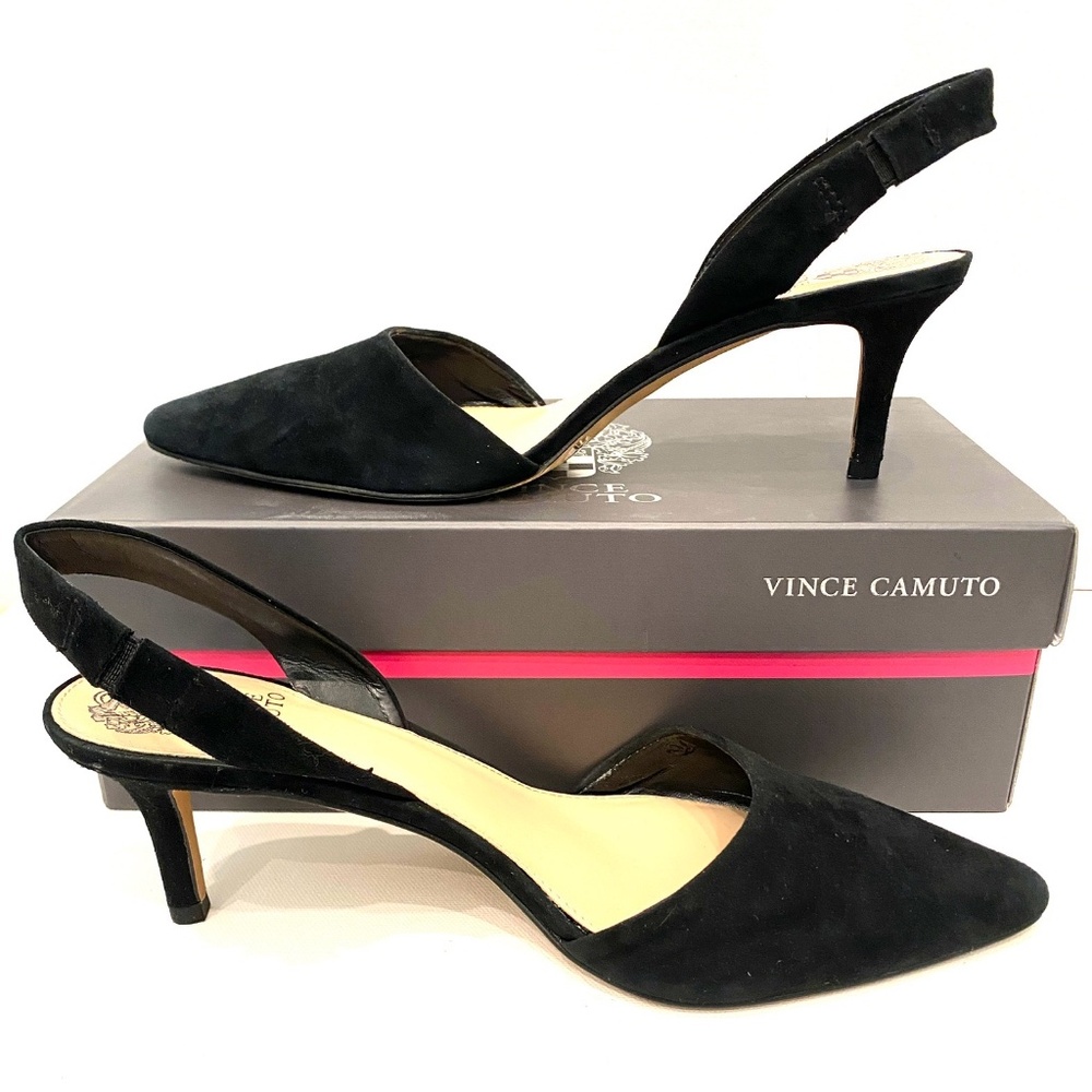 Vince Camuto KOLISSA black sued slingback heel